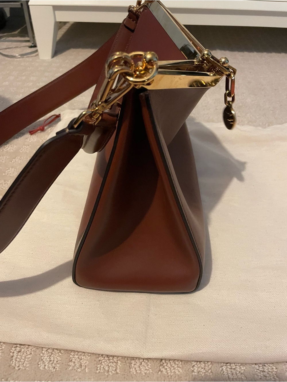 Etro Vela brand new  Medium Brown Leather Top-Handle Bag w Gold Hardware, NWOT - Picture 7 of 16